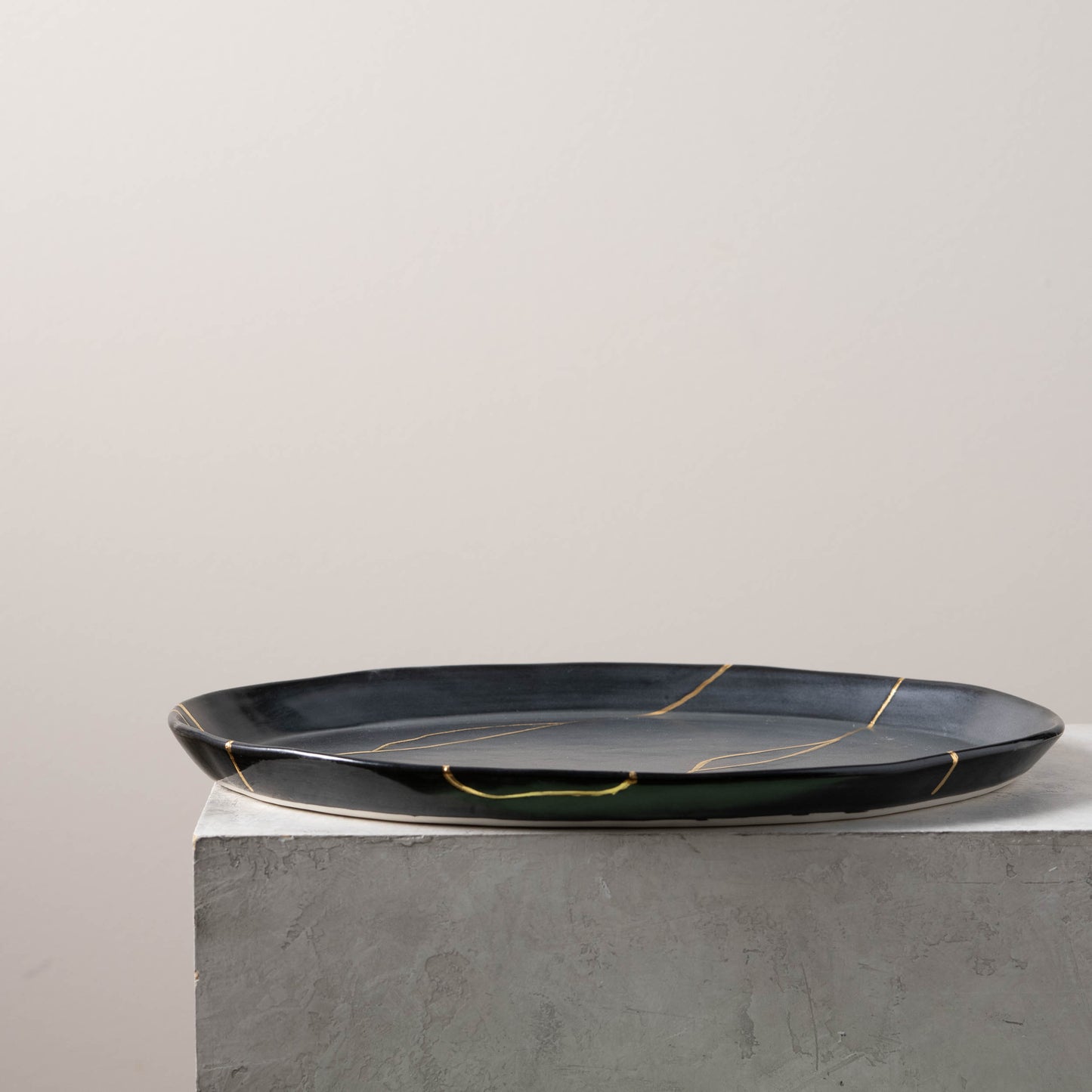 Porcelain Faux Kintsugi Oval Platter