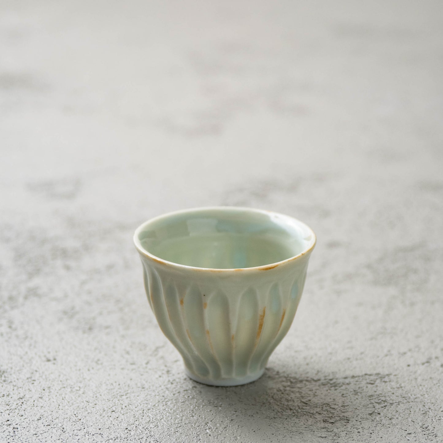 Fluted Celadon Tea Cup