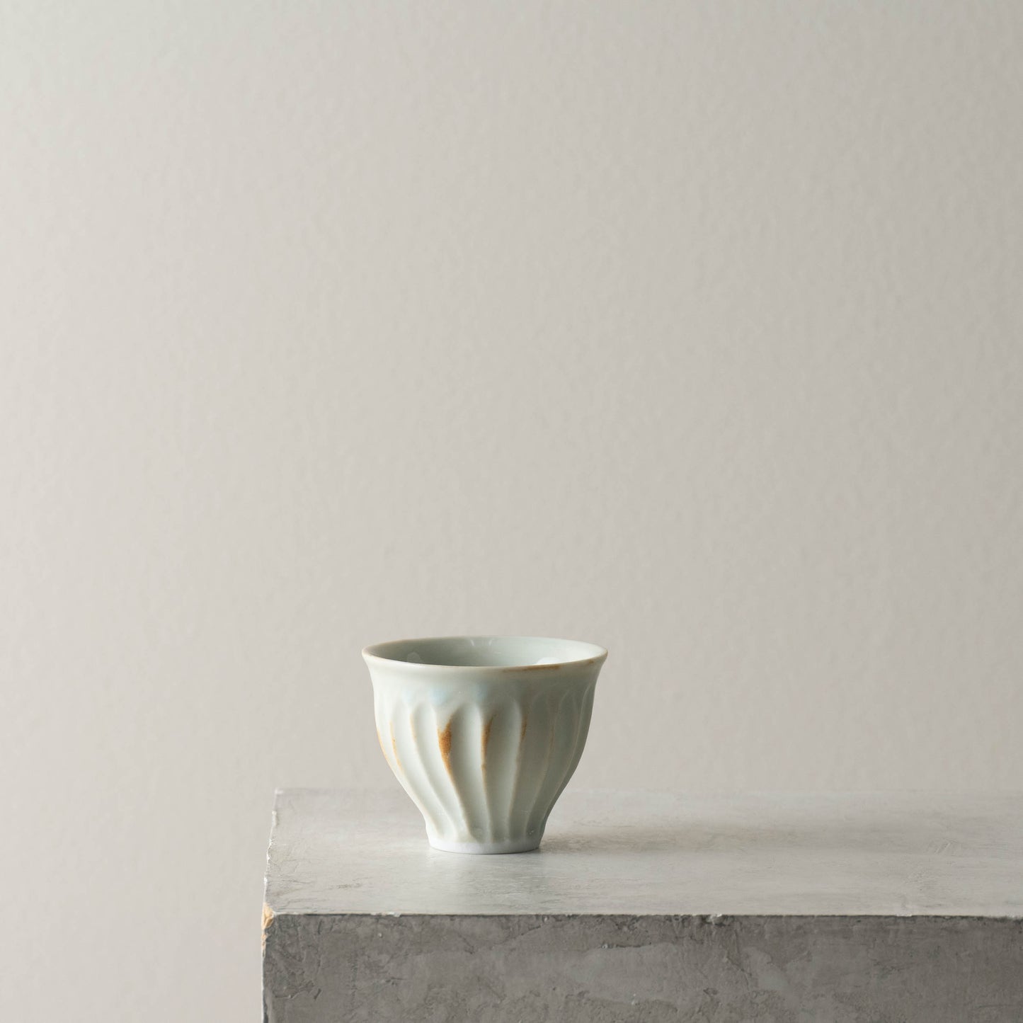 Fluted Celadon Tea Cup