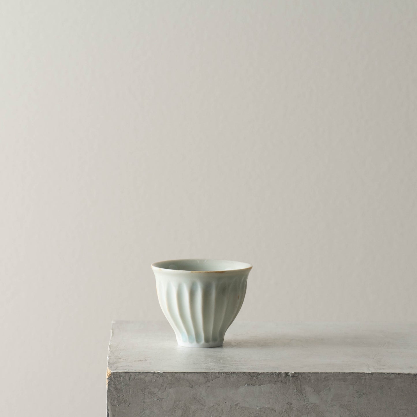 Fluted Celadon Tea Cup