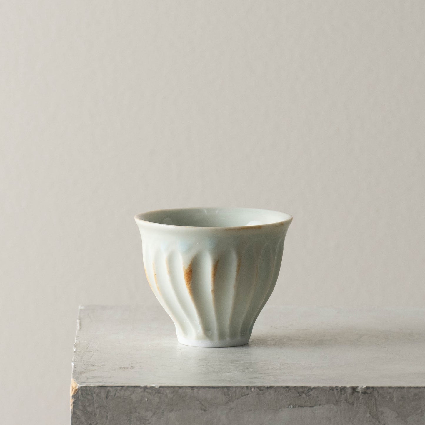 Fluted Celadon Tea Cup