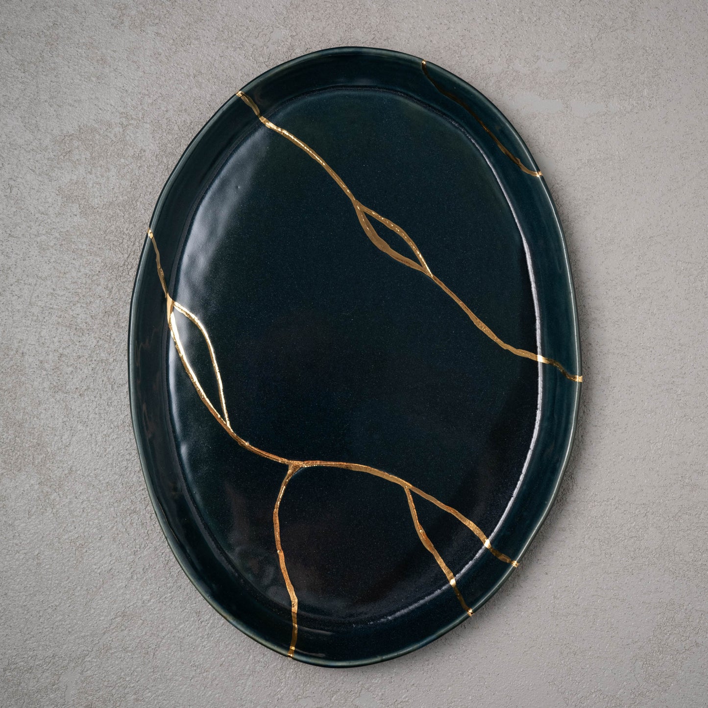 Porcelain Faux Kintsugi Oval Platter