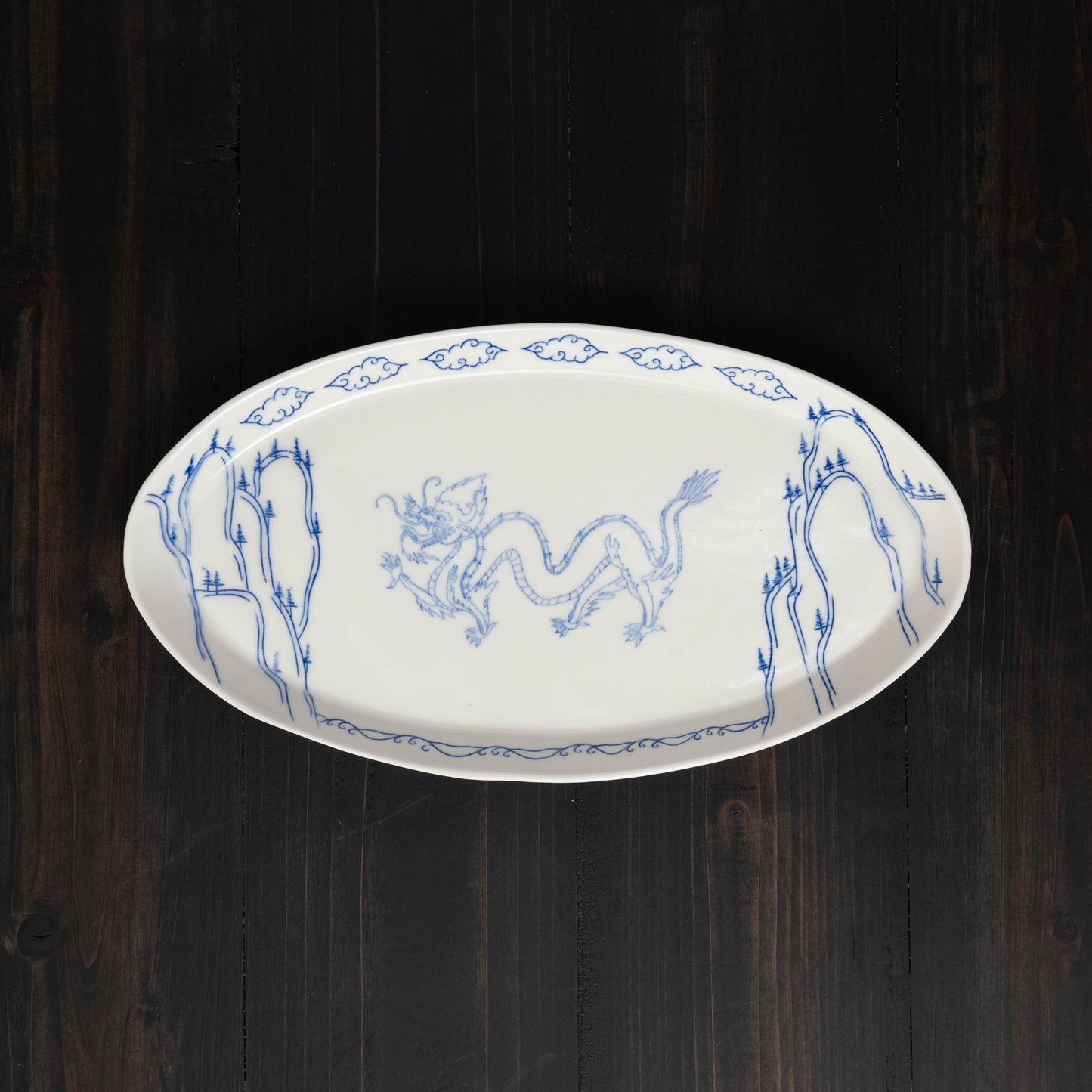 Dragon Mountain Motif - Narrow Oval