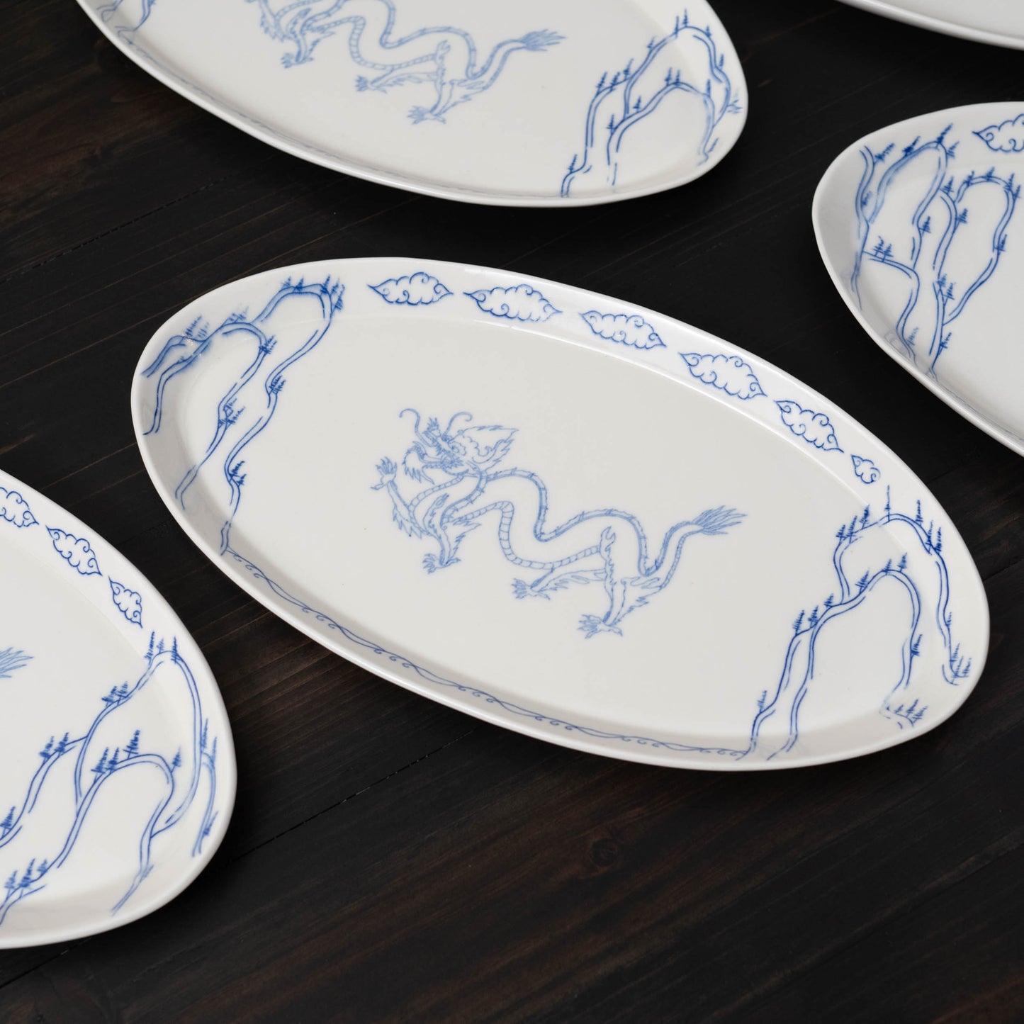Dragon Mountain Motif - Narrow Oval