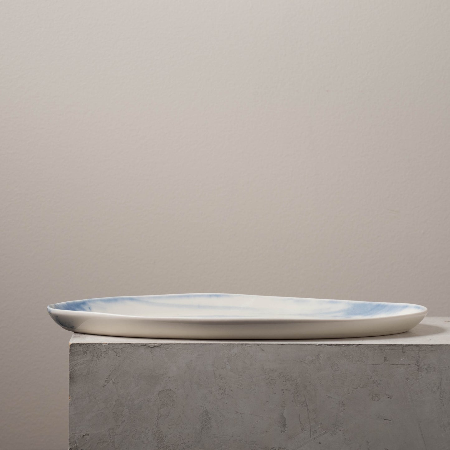 Blue Brushstroke Narrow Oval Platter