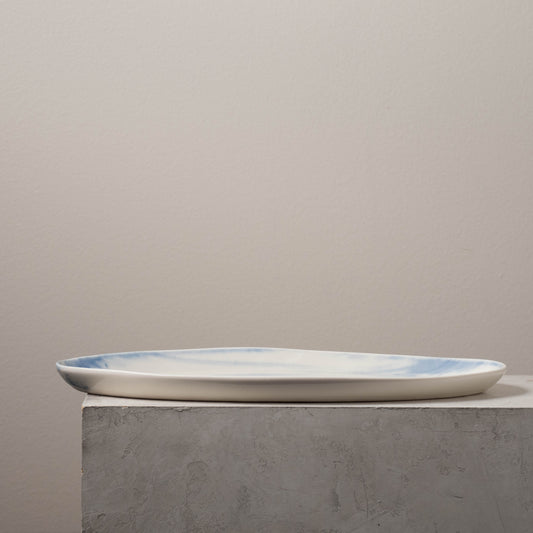 Blue Brushstroke Narrow Oval Platter