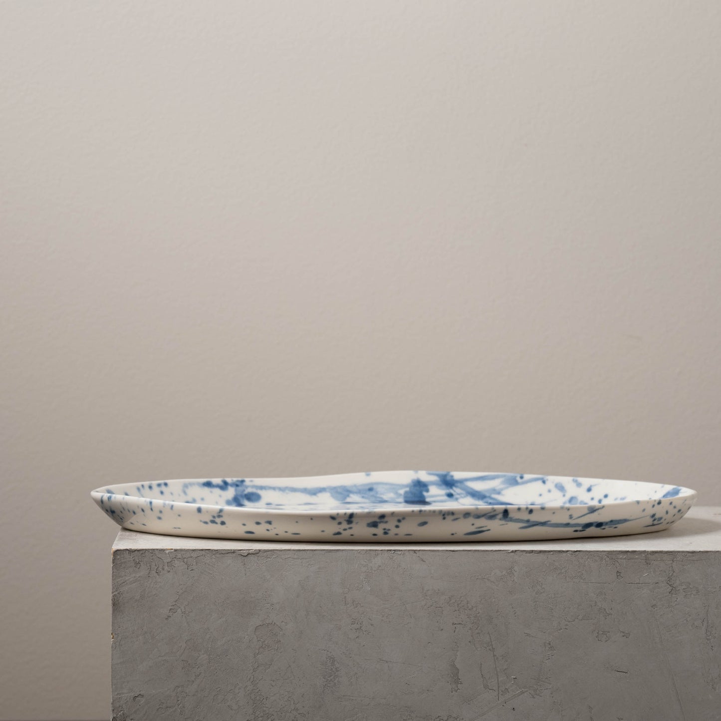 Blue Splatter Narrow Oval Platter