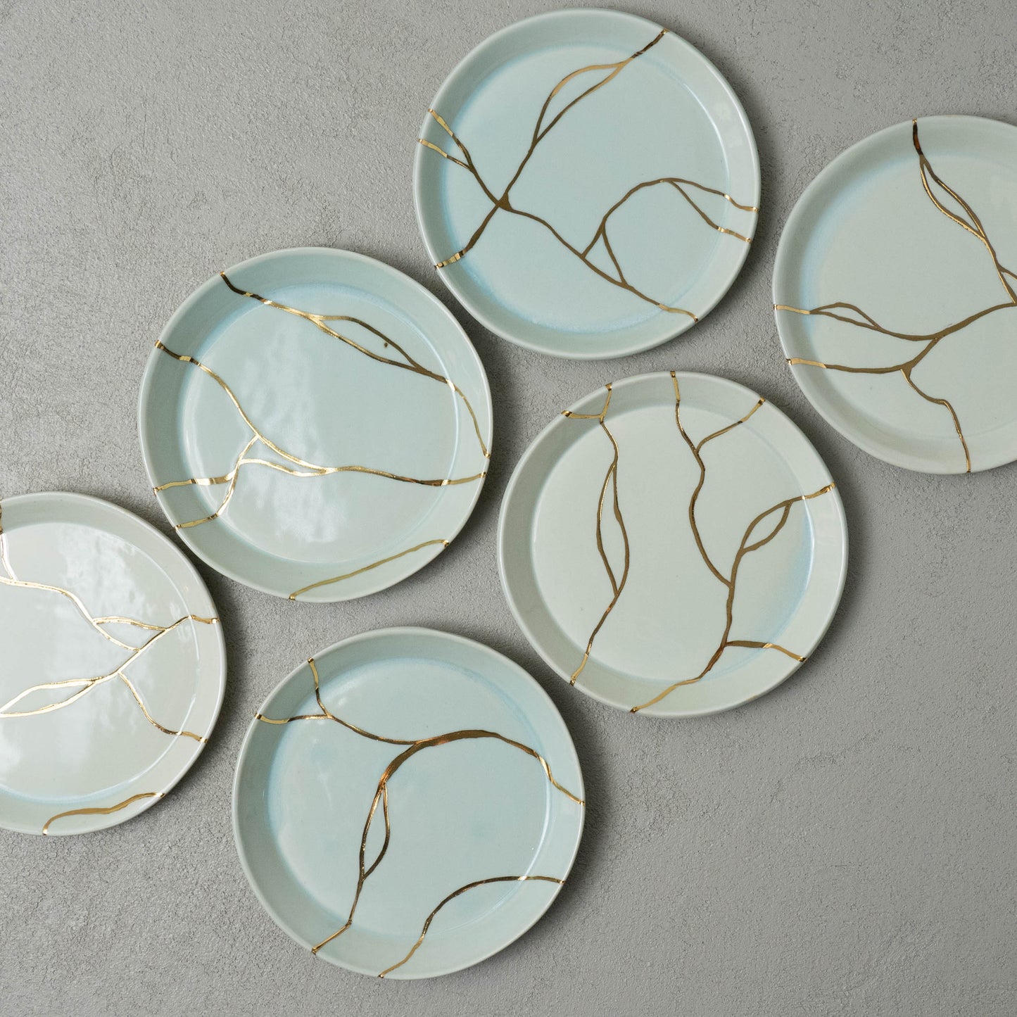 7" Blue Celadon Faux Kintsugi Plate