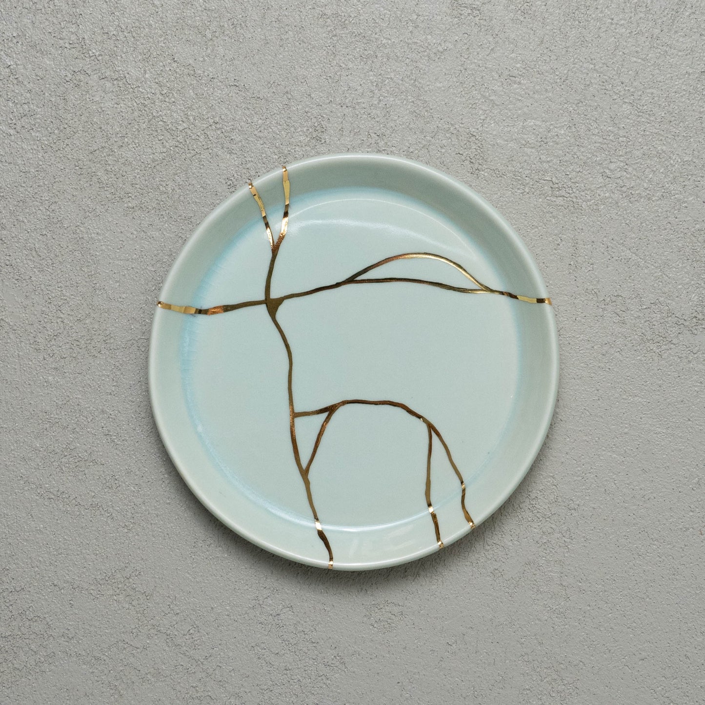 7" Blue Celadon Faux Kintsugi Plate