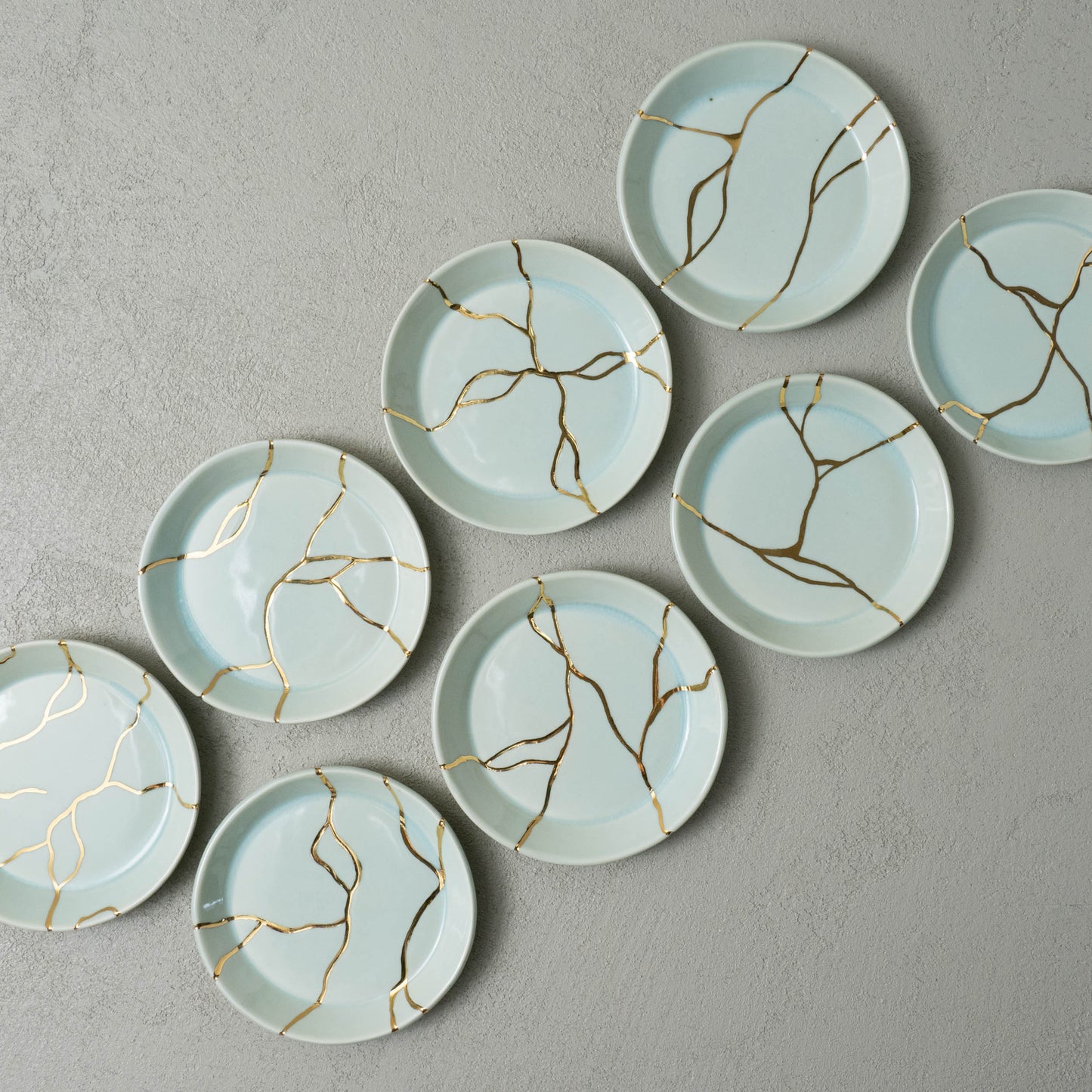 5.75" Blue Celadon Faux Kintsugi Plate