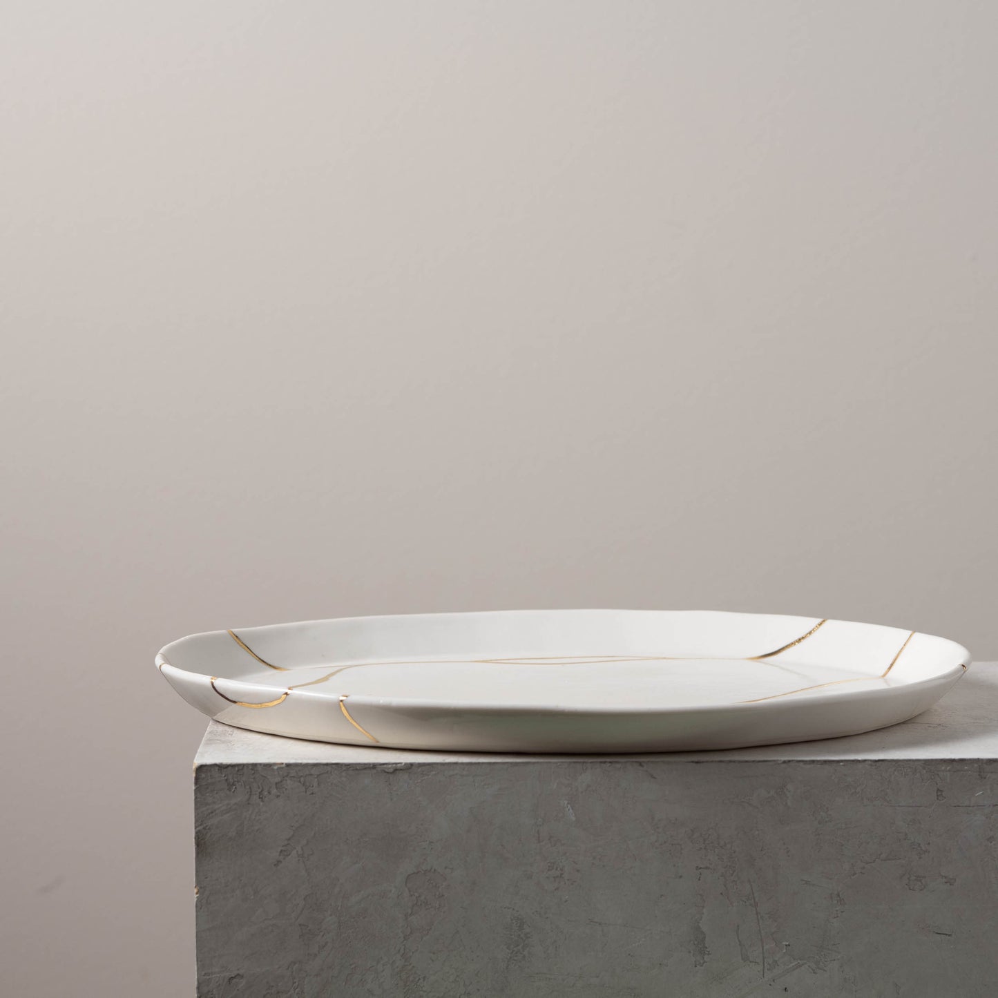 Porcelain Faux Kintsugi Oval Platter