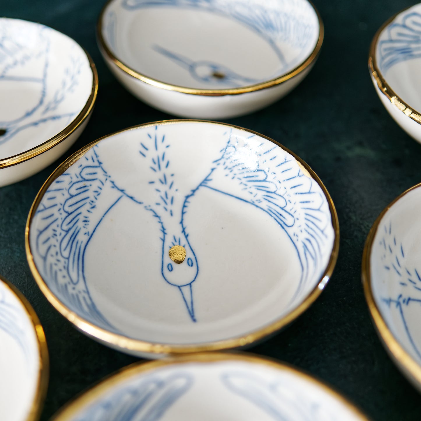 Crane Bowl - Gold Crown & Rim