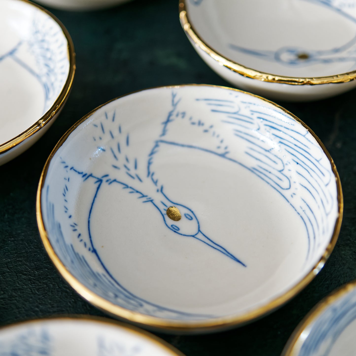 Crane Bowl - Gold Crown & Rim