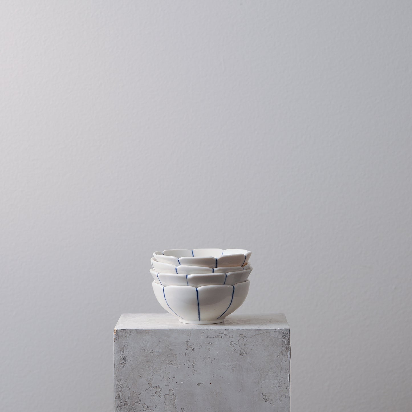 Blue and White Petal Bowl