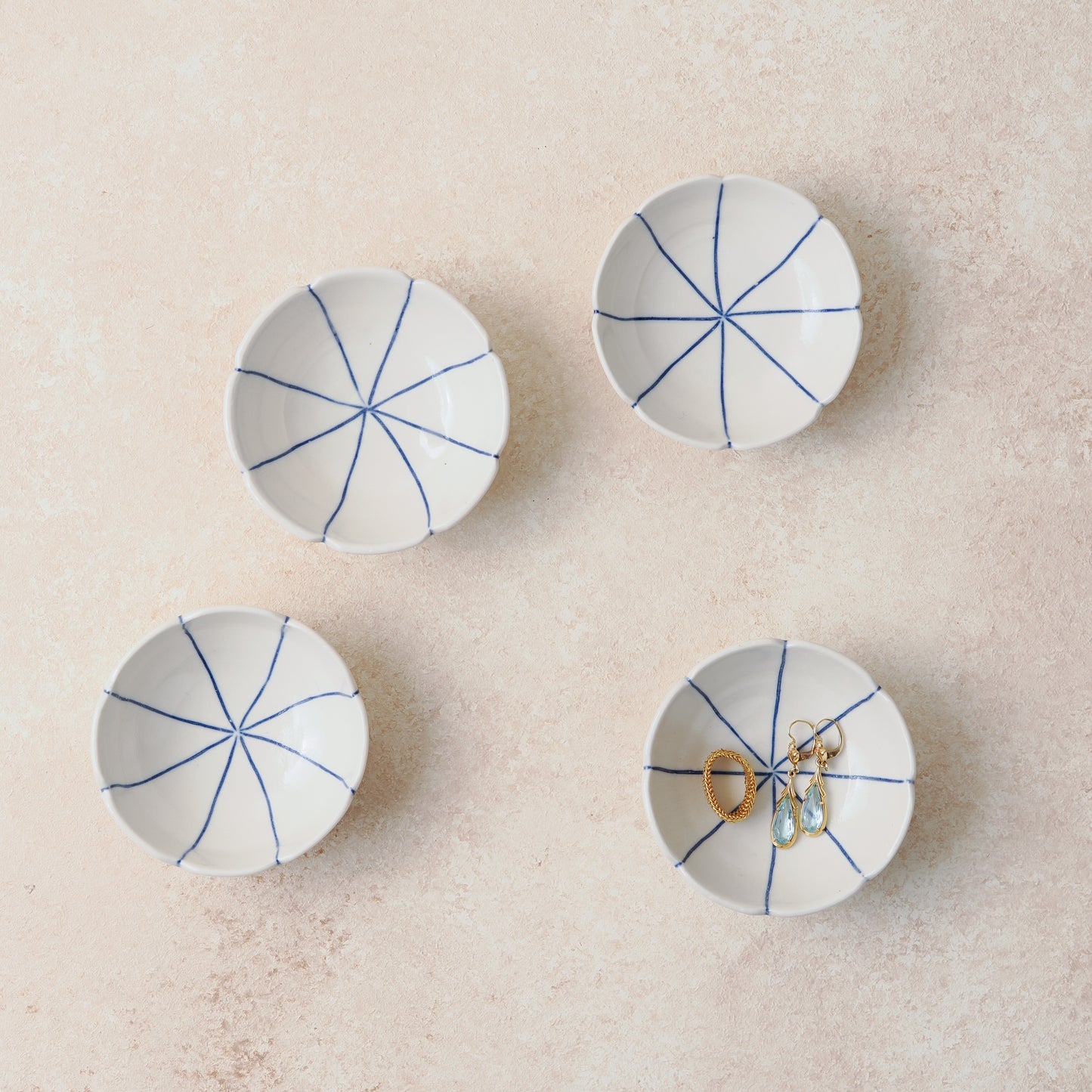Blue and White Petal Bowl
