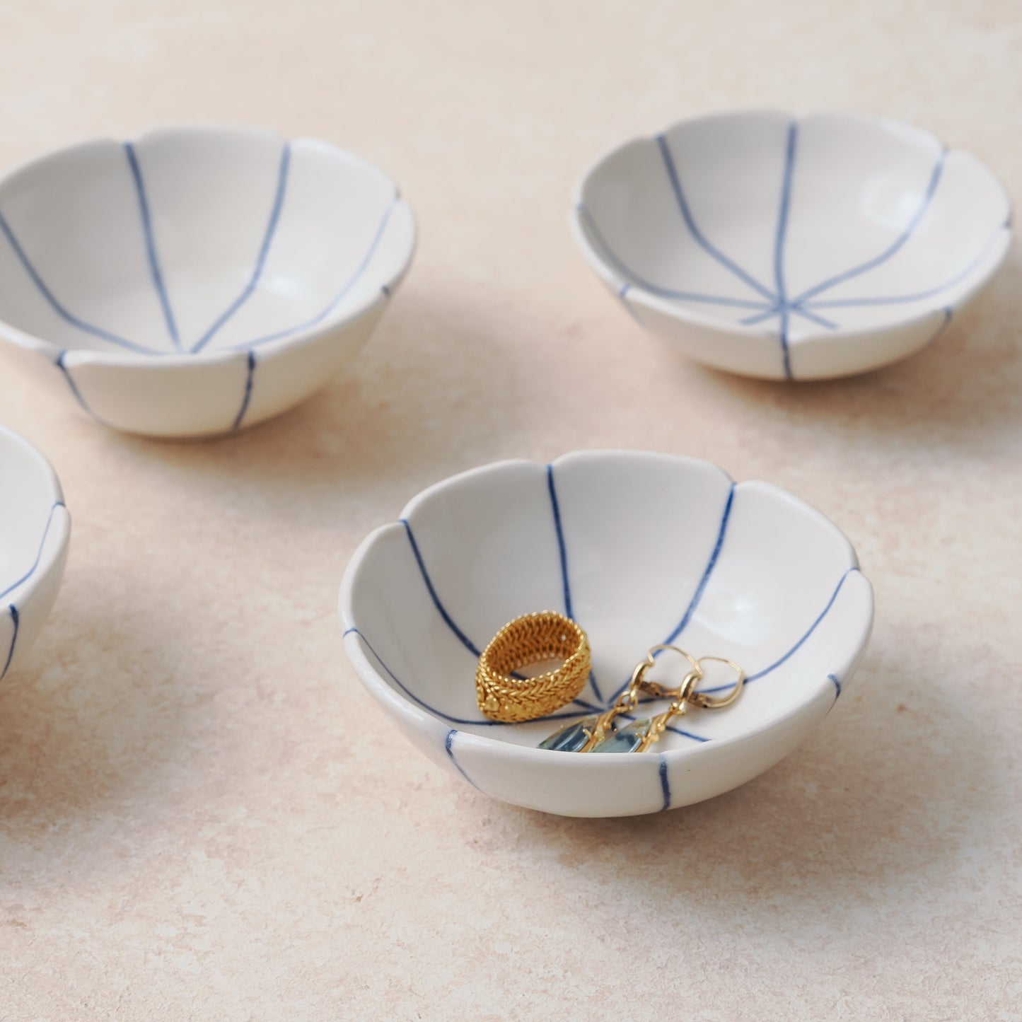 Blue and White Petal Bowl