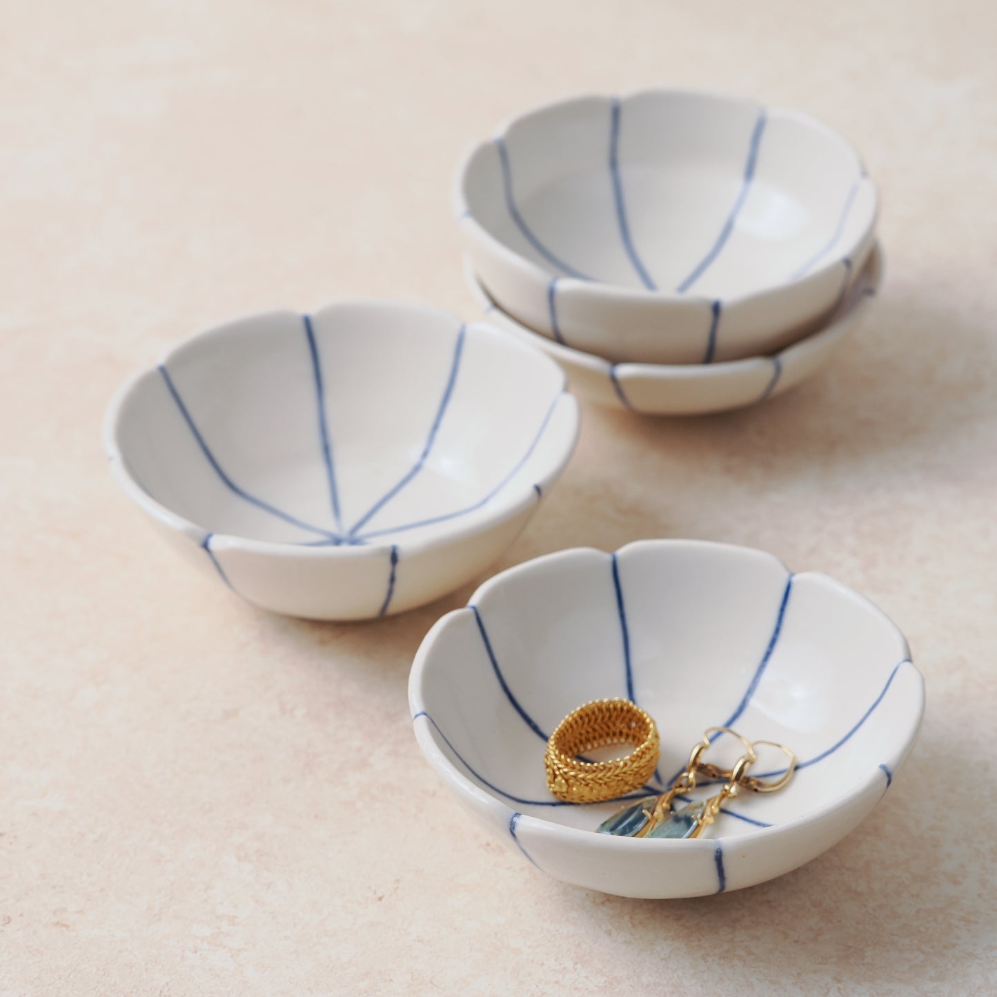 Blue and White Petal Bowl