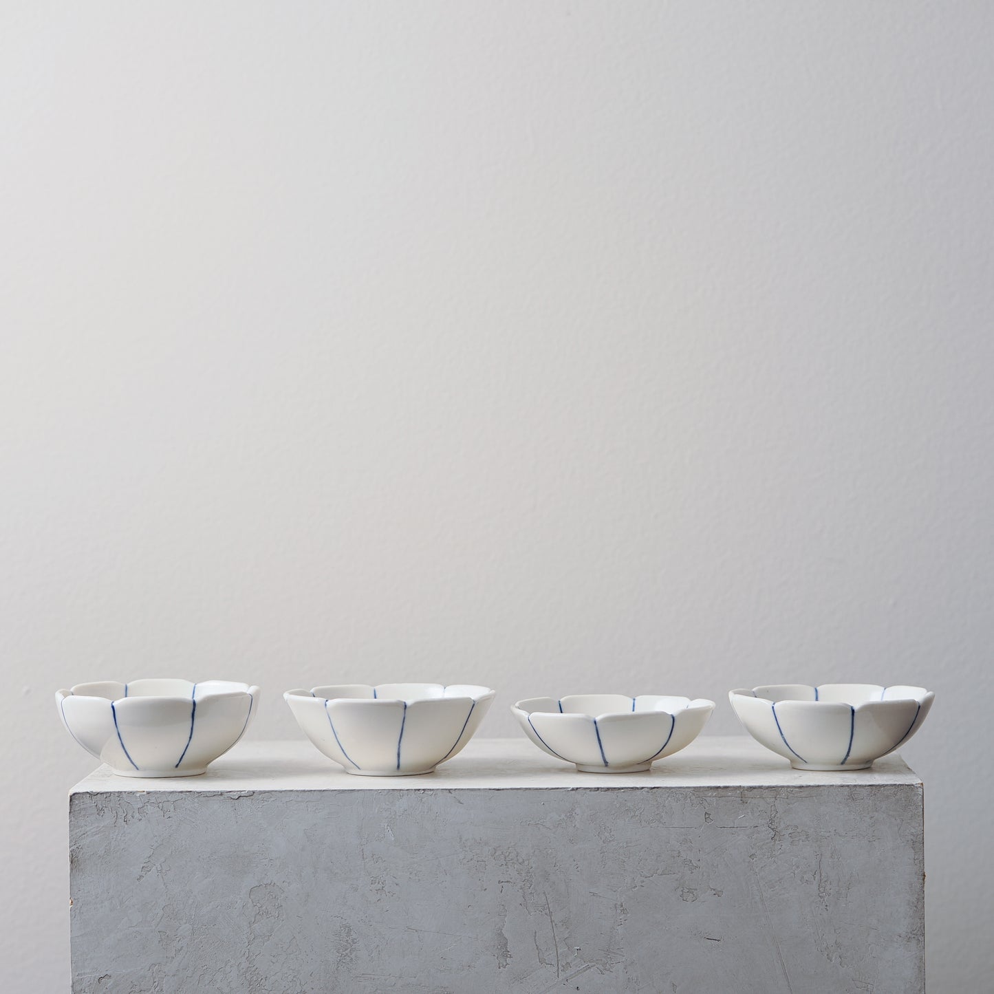 Blue and White Petal Bowl