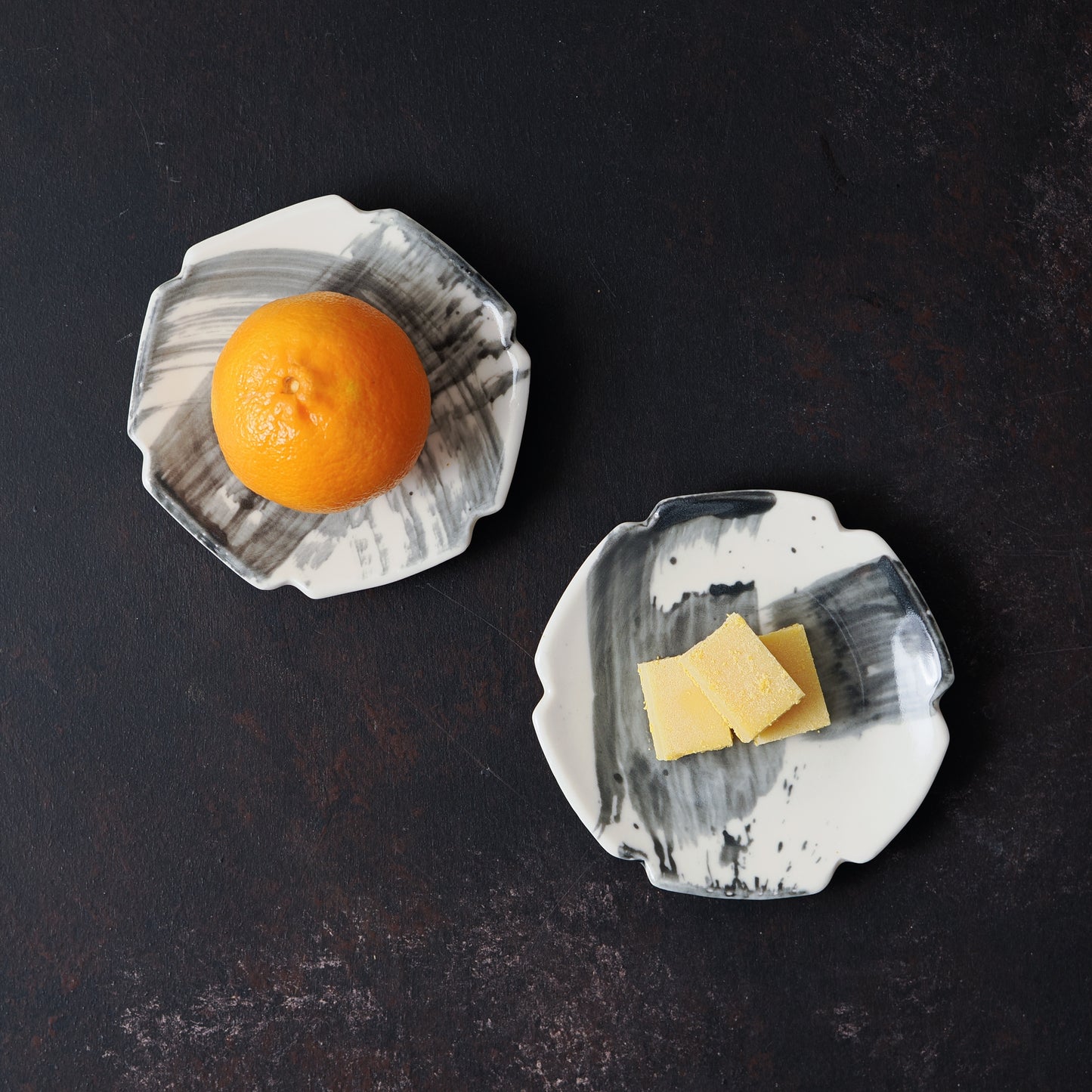 Black Brushstroke Hexagon Plate