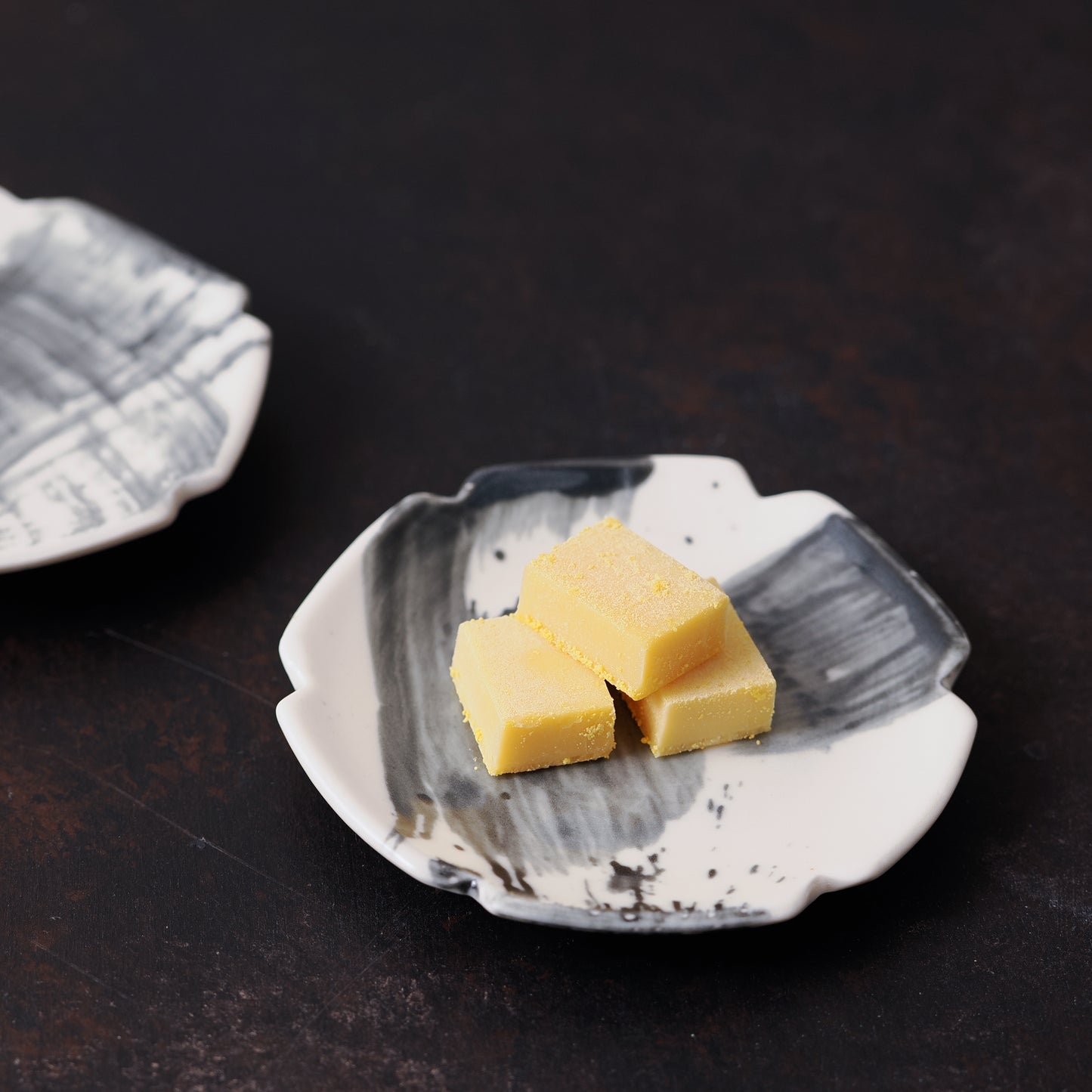 Black Brushstroke Hexagon Plate