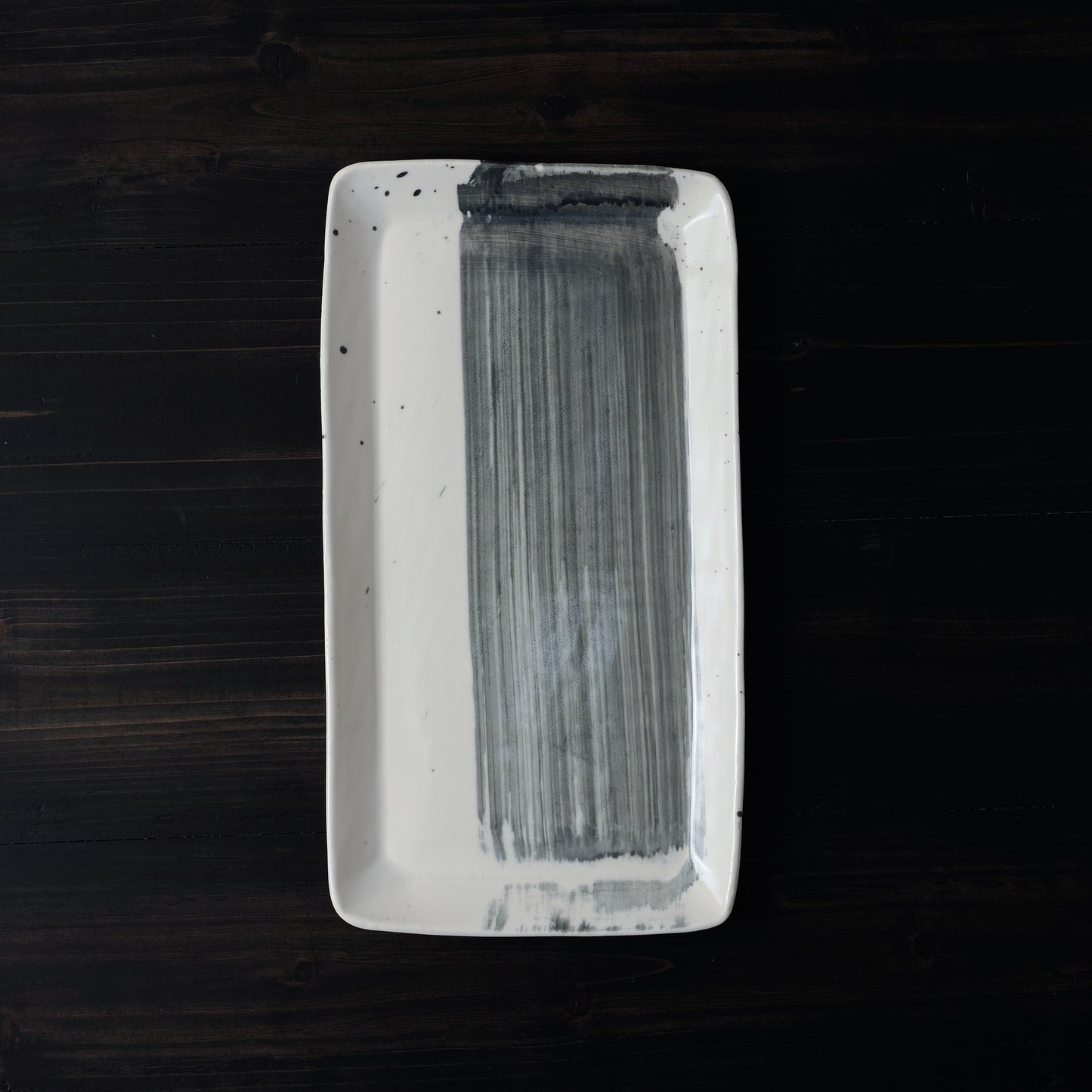 Black Brushstroke Rectangle Platter