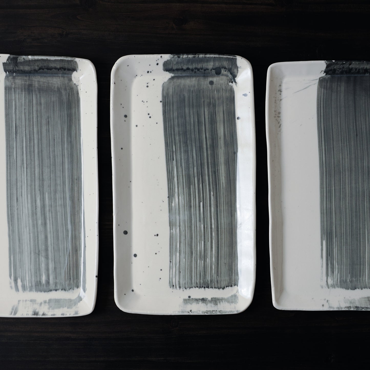 Black Brushstroke Rectangle Platter