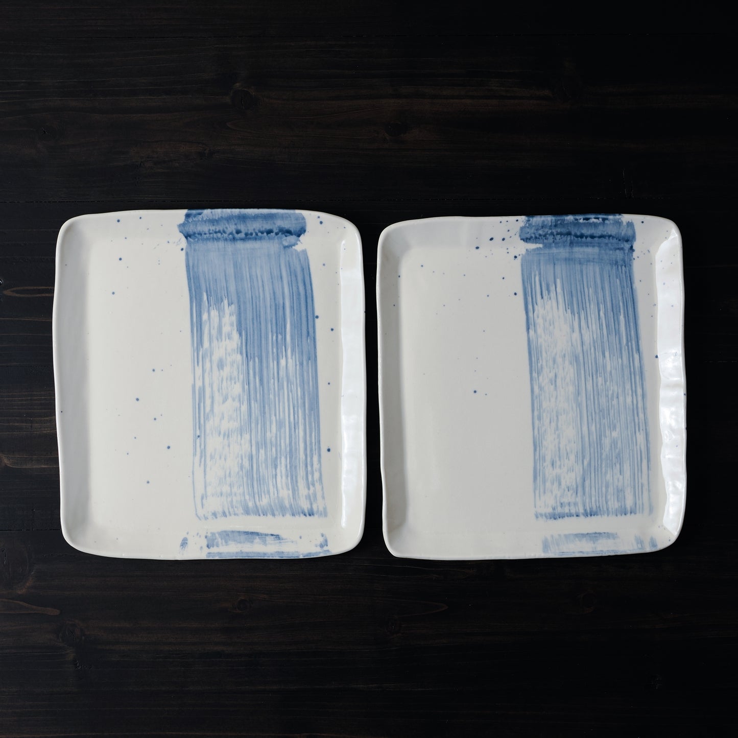 Blue Brushstroke Square-ish Platter