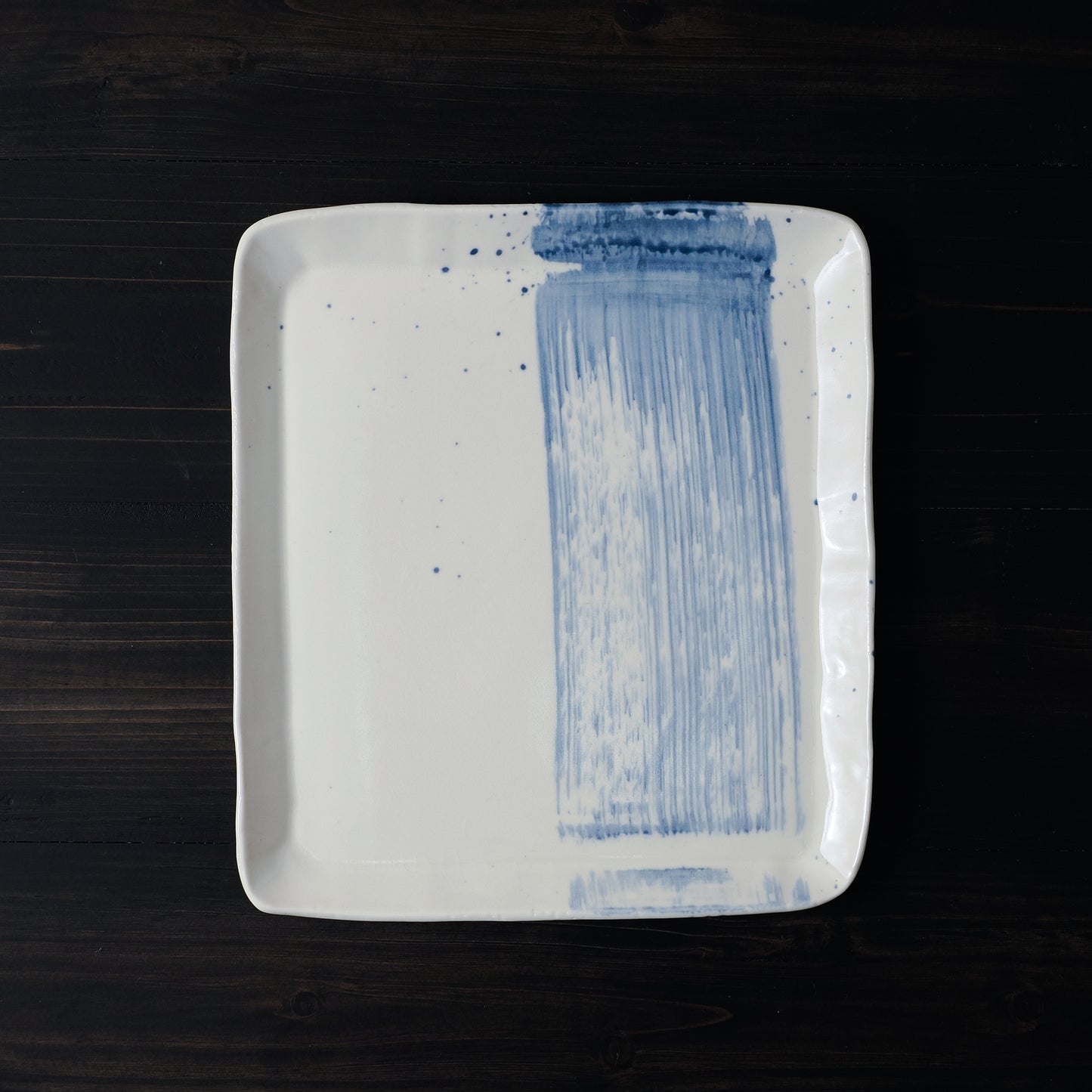Blue Brushstroke Square-ish Platter