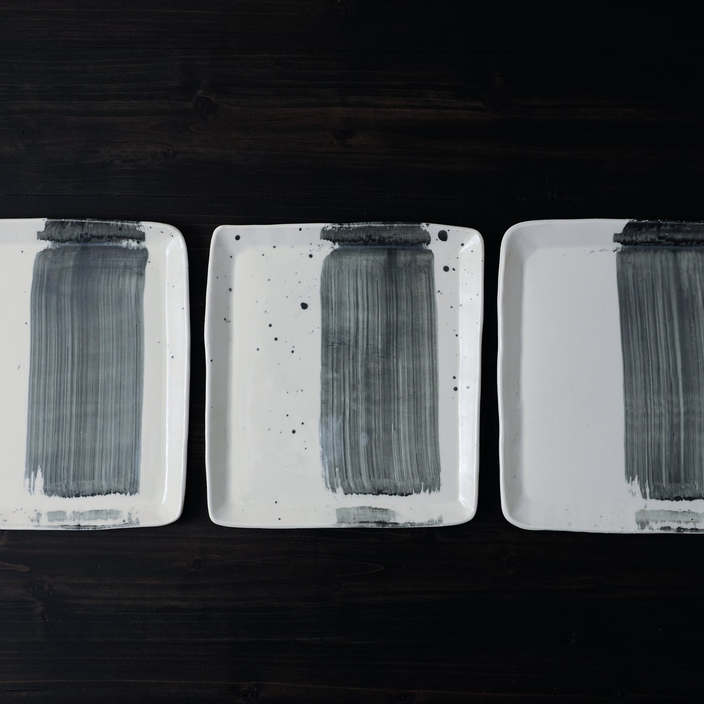 Black Brushstroke Square-ish Platter