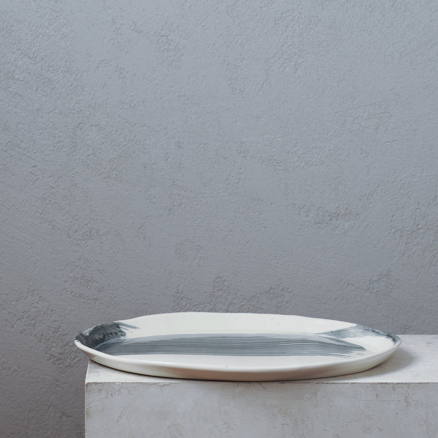 Black Brushstroke Oval Platter