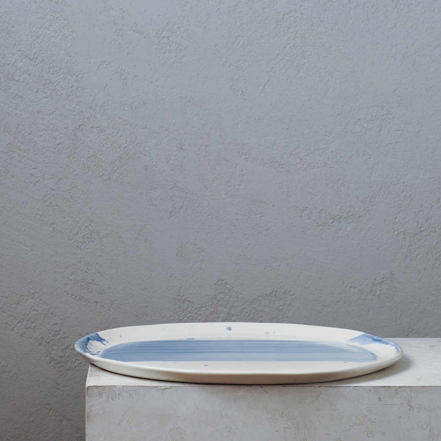 Blue Brushstroke Large Oval Platter