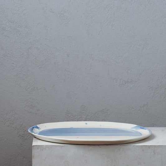 Blue Brushstroke Large Oval Platter