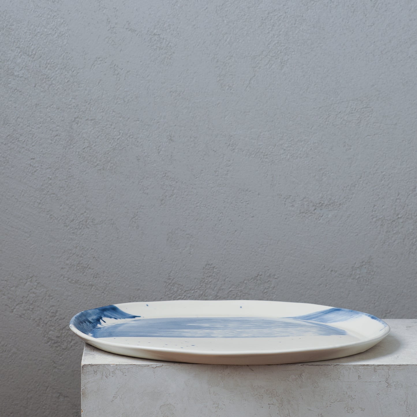 Blue Brushstroke Oval Platter