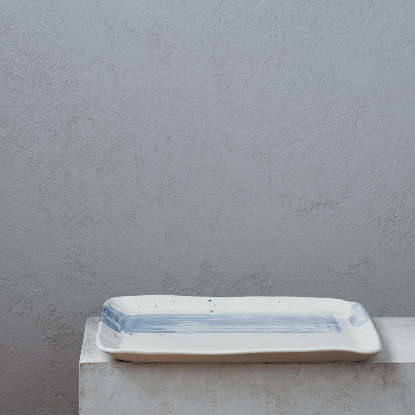 Blue Brushstroke Square-ish Platter