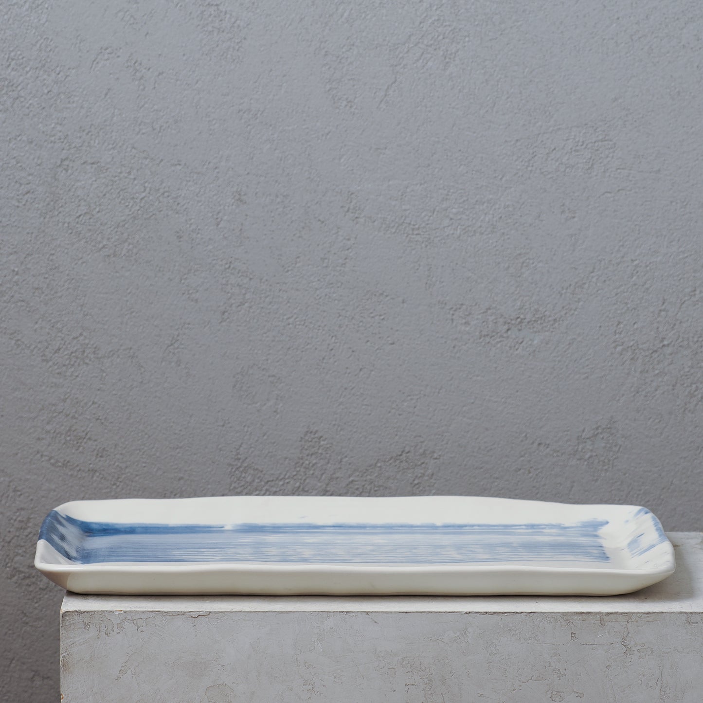 Blue Brushstroke Rectangle Platter