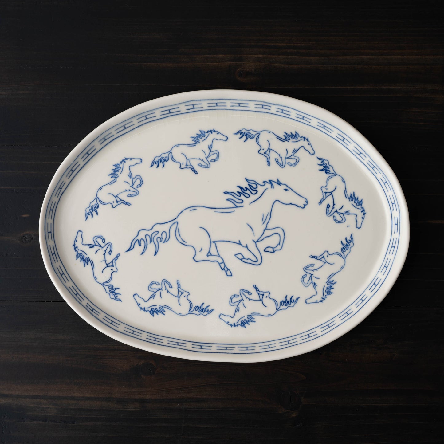 Nine Horses Large Oval
