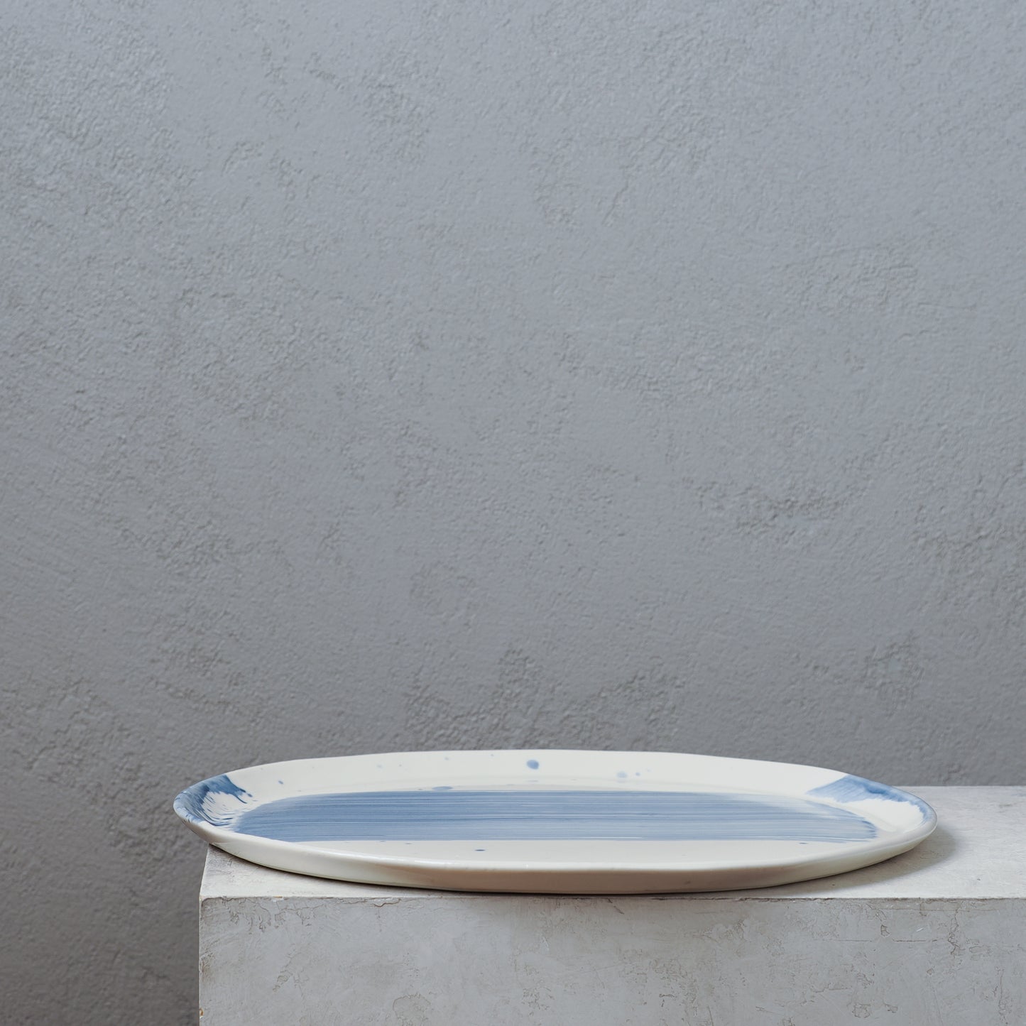Blue Brushstroke Oval Platter