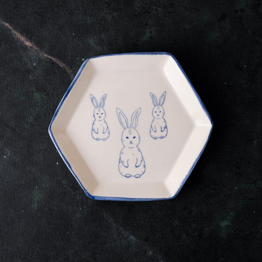 Trio of Rabbits Hexagon Catchall