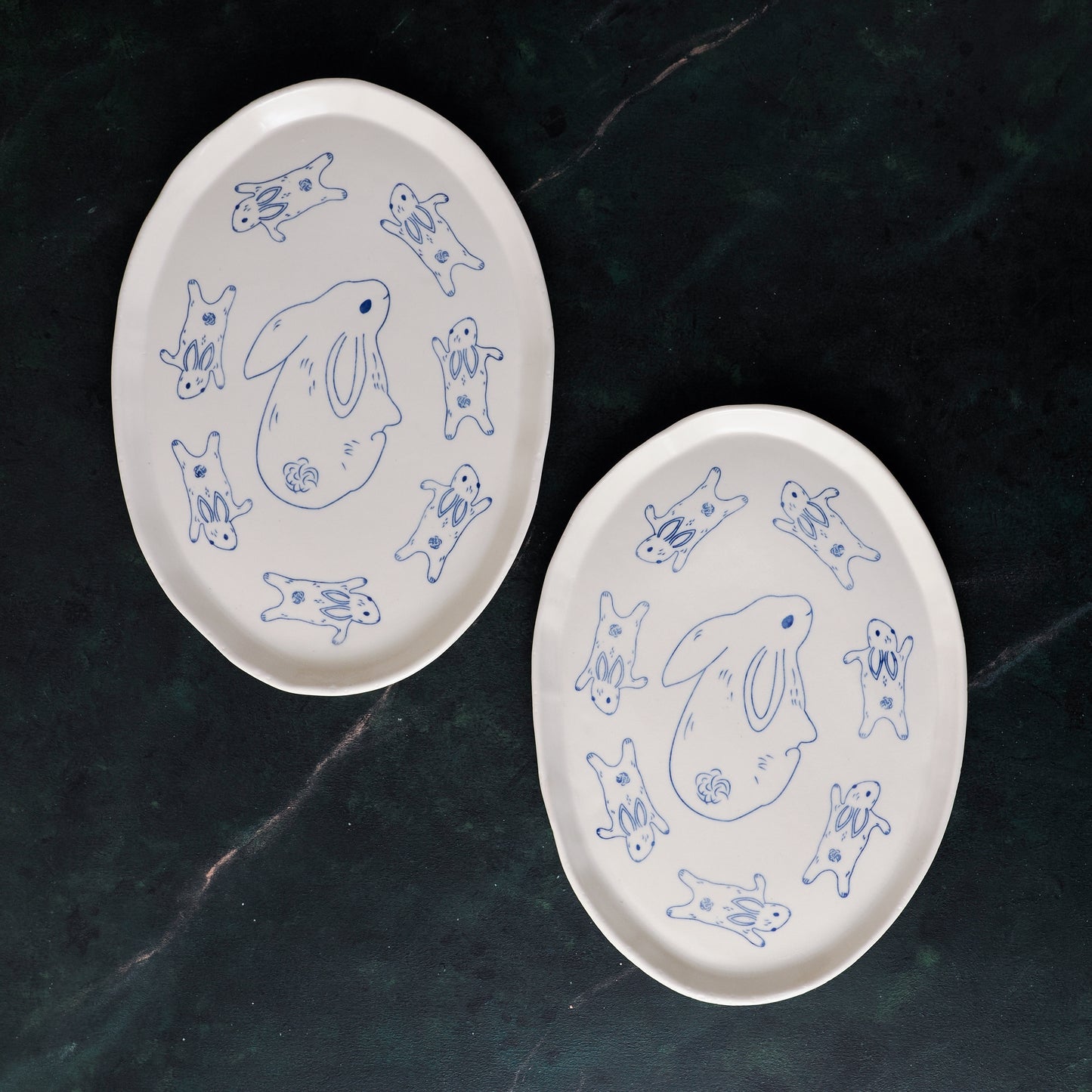 Splayed Rabbits - Large Oval