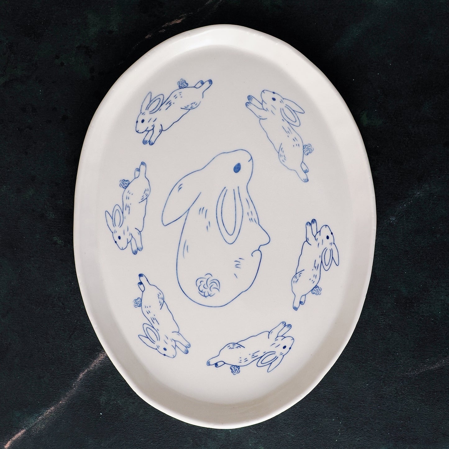 Running Rabbits - Large Oval
