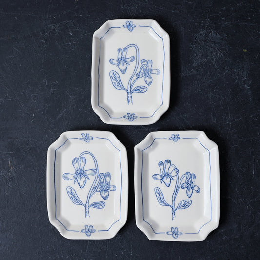 Wild Pansy Beveled Rectangle Dish